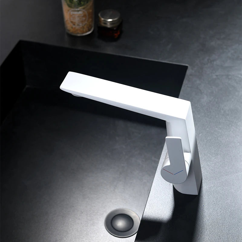 Brass Main Sink Faucet White Bathroom Cold Sink