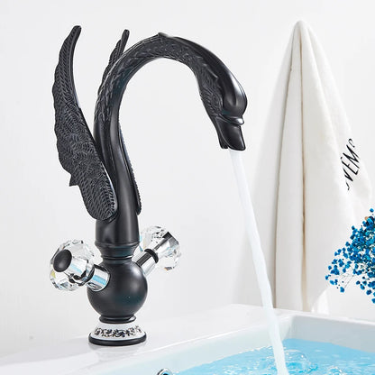 Brass Gold Black Swan Basin Faucet Deck Mounted
