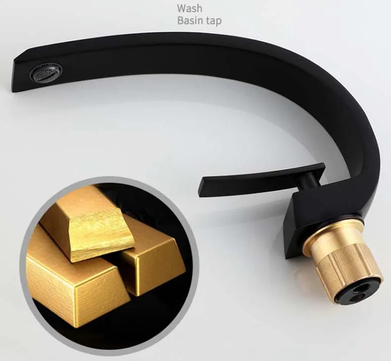 Basin Faucet Modern Bathroom Mixer Tap Black Gold