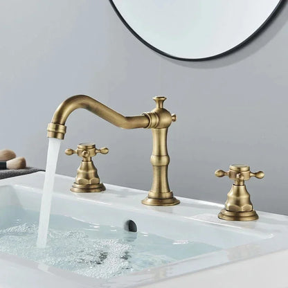 Zgrk Basin Faucet Black Brass Dual Handle Bathroom