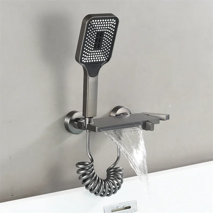 Tuqiu Gray Bathtub Shower & Cold Black Bathroom