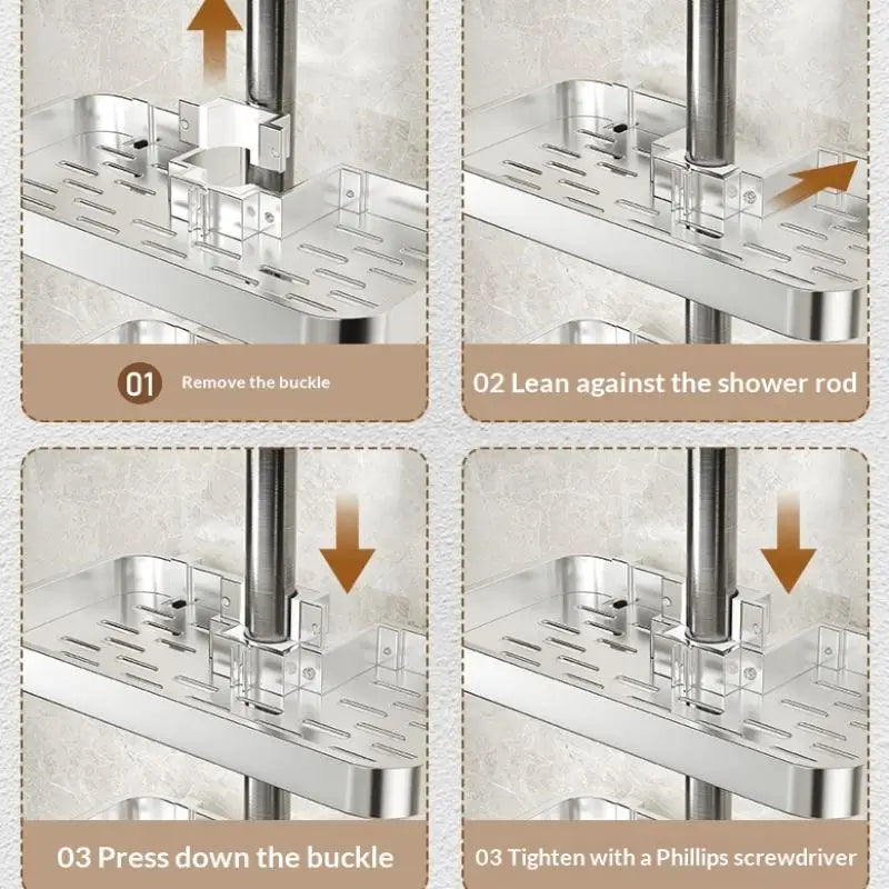Bathroom Shelf Shampoo Soap Holder Shower Tray Toilet