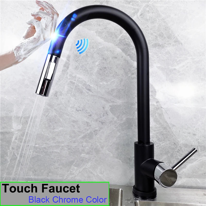 Smart Touch Sensor Sink Faucet Brushed Nickel Pull
