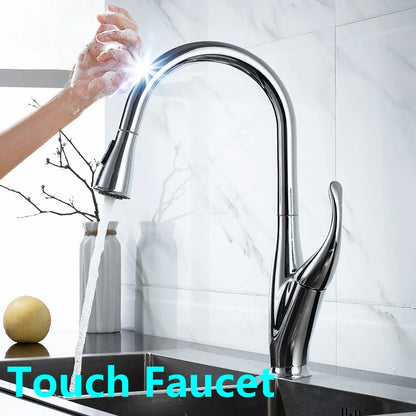 Brass Touch On Fauct Pull Down Cold Sink