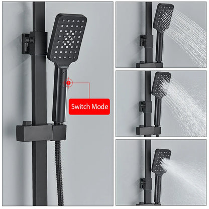 Shower Faucet Rainfall 3/4-Ways Bathtub Tap Bathroom Shelf