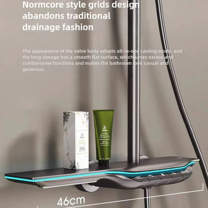 Digital Display Shower Bathroom Rainfall Piano Button Showers
