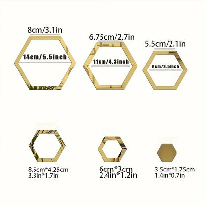 Hexagonal 2d Acrylic Wall Mirror Sticker Diy Geometric