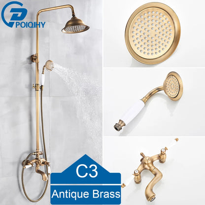 Golden Shower Bathroom Bath Shower Faucet Brass Swivel