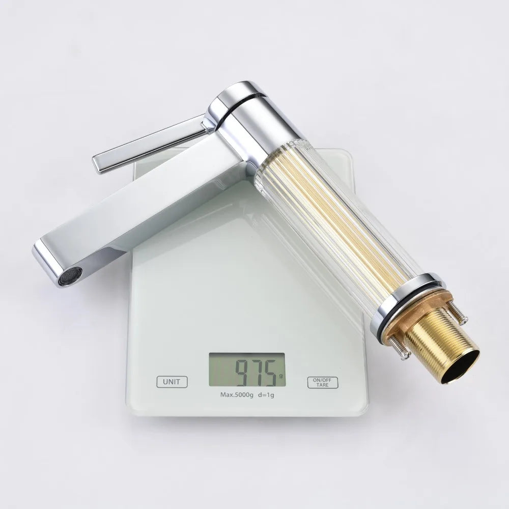 Yellow Bathroom Basin Faucet Acrylic Brass Cold Water