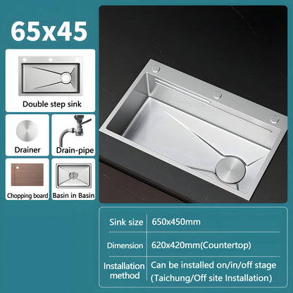 Silver Nano Embossed 304 Stainless Steel Sink Large