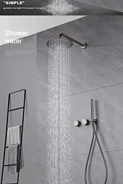 Luxury Gun Gray Brass Bathroom Shower System Concealed