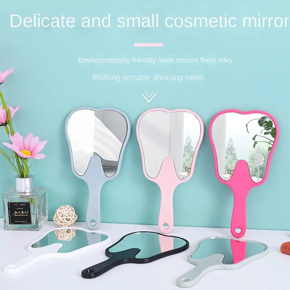 1pc Tooth Shaped Handheld Mirror Cute Makeup Mirror