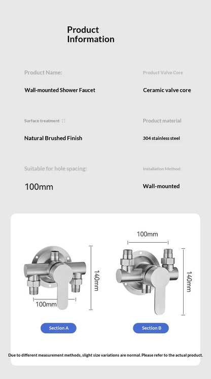 304 Stainless Steel Wall Mounted Cold Shower Mixer