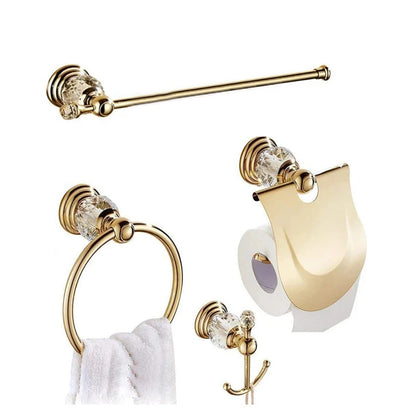 Luxury Crystal Bathroom Gold Polished Brass Bath Hardware