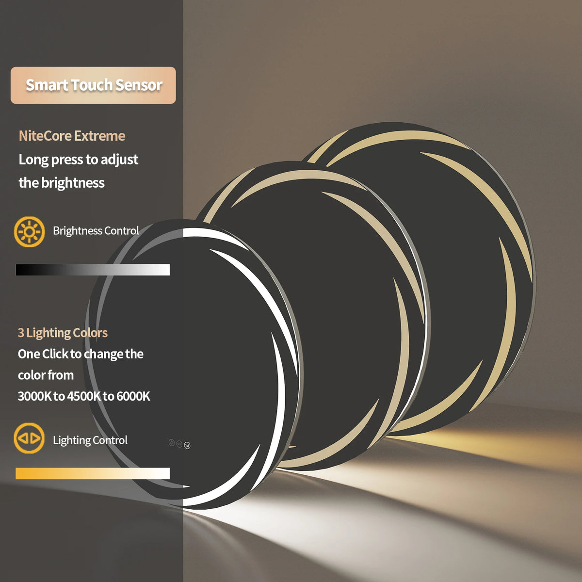 Anti-Fog Led Bathroom Mirror Circle Backlit Hd Wall