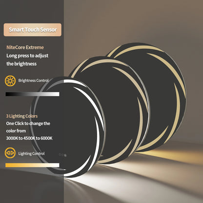 Anti-Fog Led Bathroom Mirror Circle Backlit Hd Wall