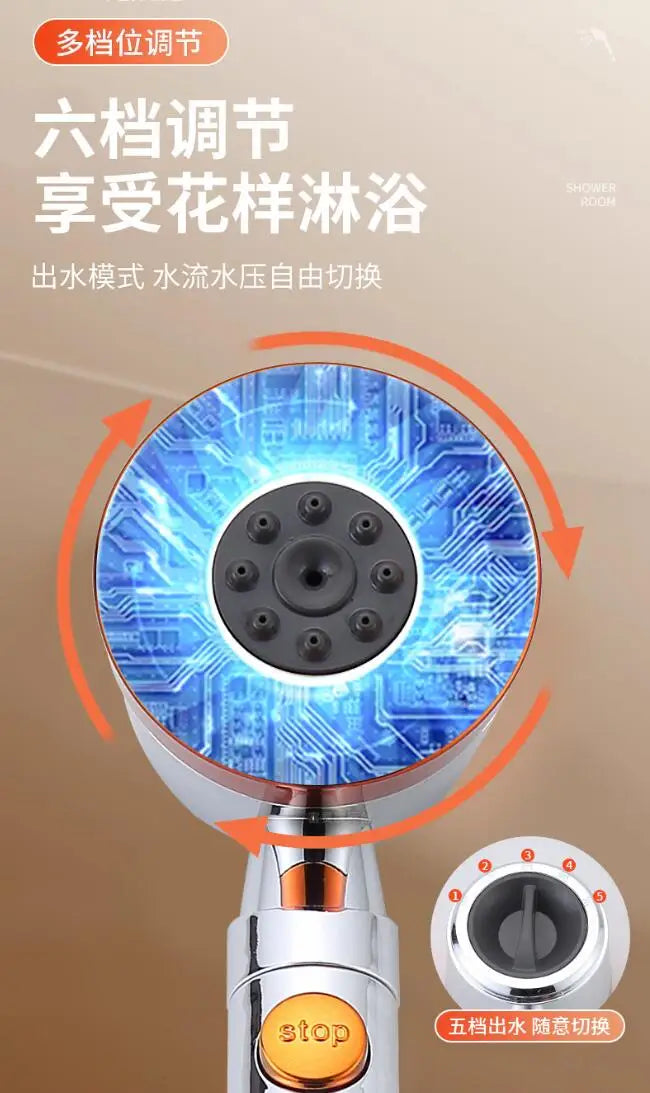 In Large Flow Shower Head Filter Modes High