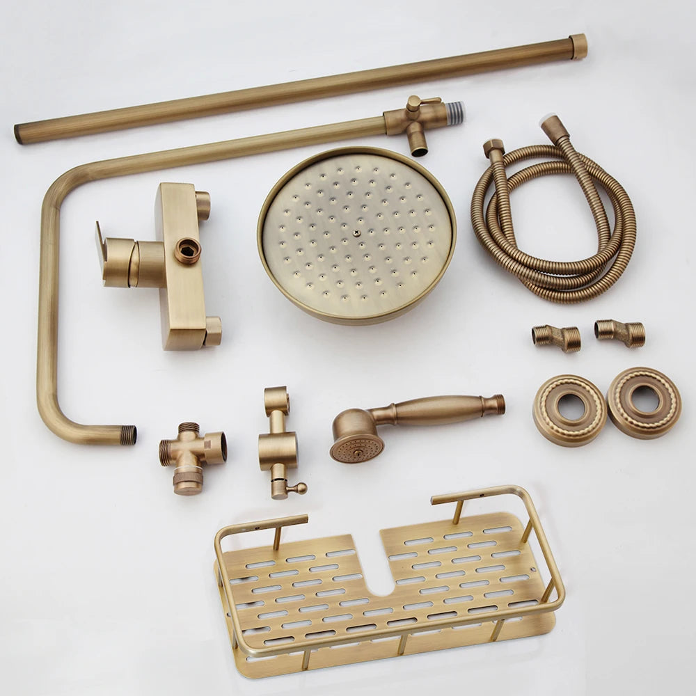 Kemaidi Antique Shower Bathroom Bath Shower Faucet W/Shelf