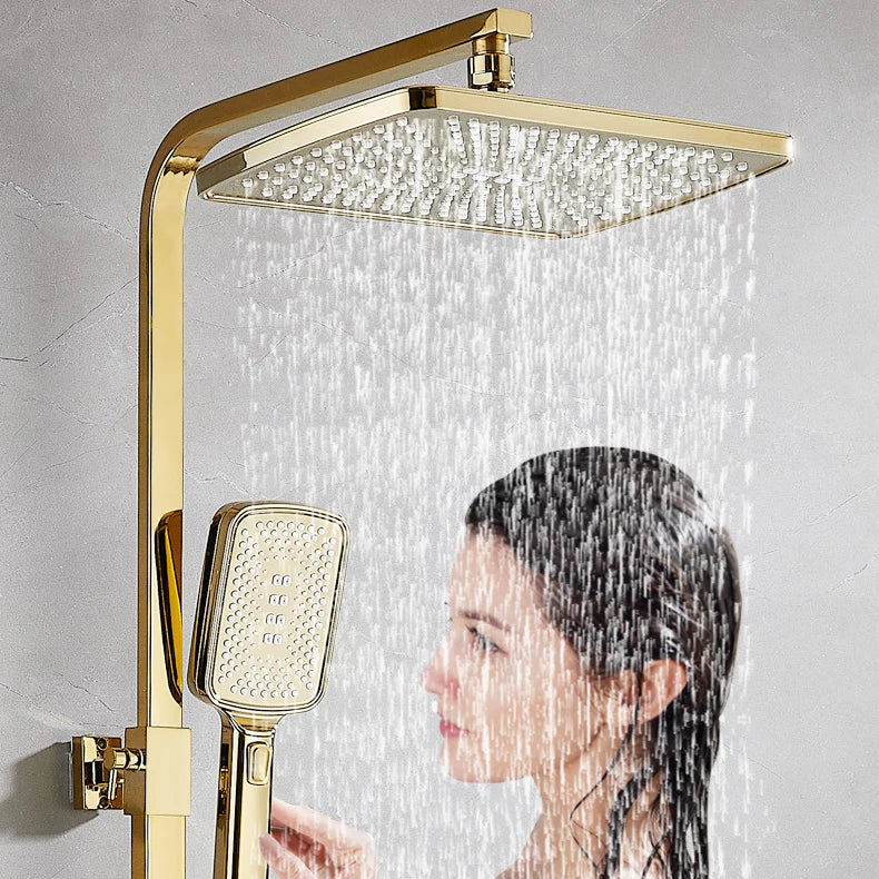 Square Thermostatic Bathroom Shower Quality Brass Cold Gold