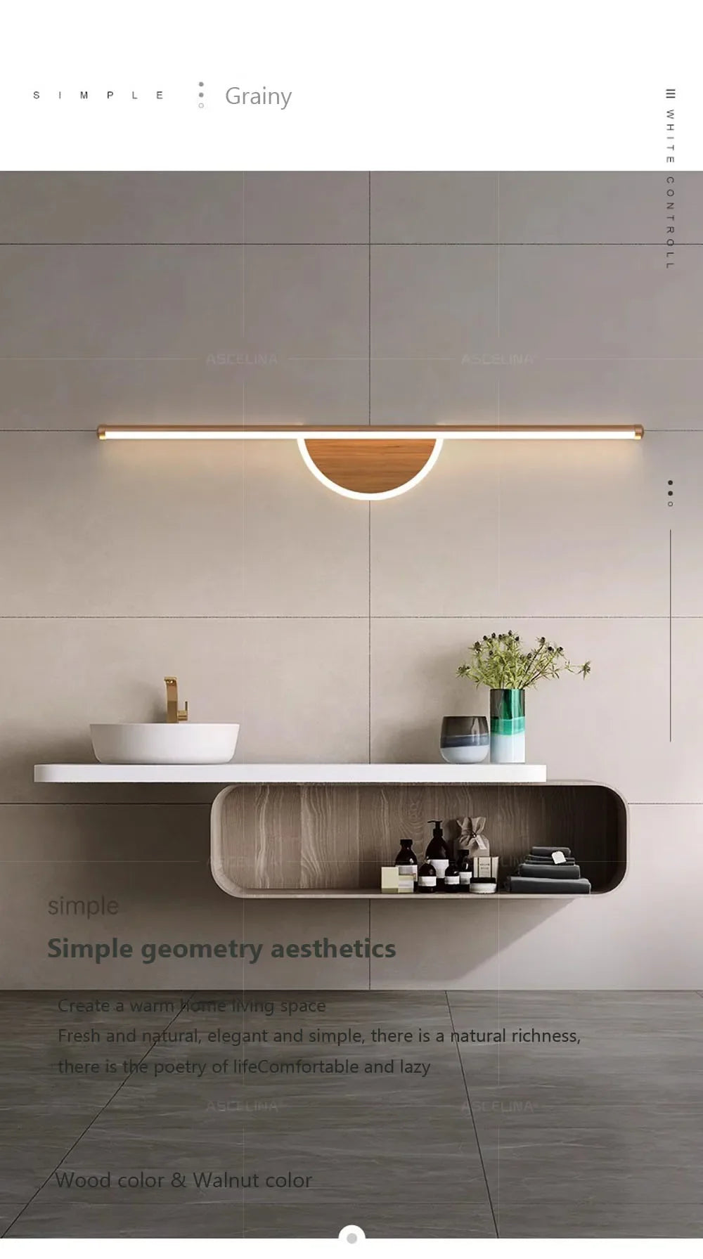 Modern Led Wall Lamp Bathroom Mirror Line Sconce
