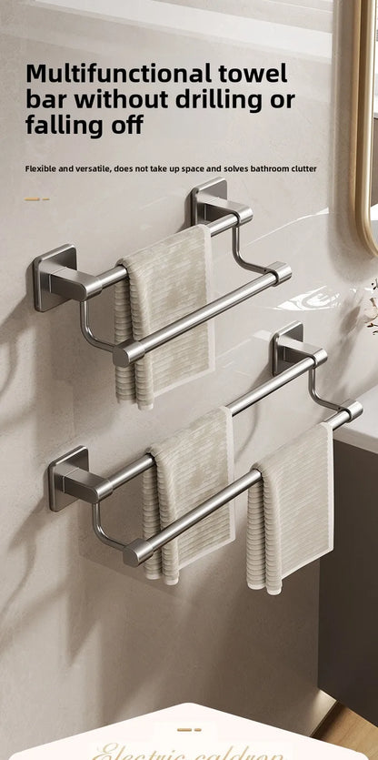 Adhesive Towel Rack 30-80cm Adjustable No Drill Bathroom