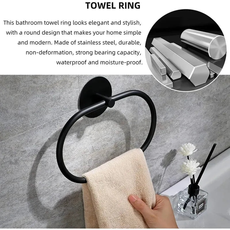 Self Adhesive Towel Ring Bathroom 304 Stainless Steel