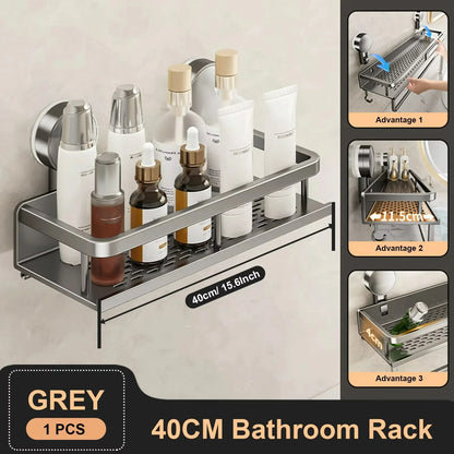 No Punch Wall Mount Shower Rack Space Aluminum
