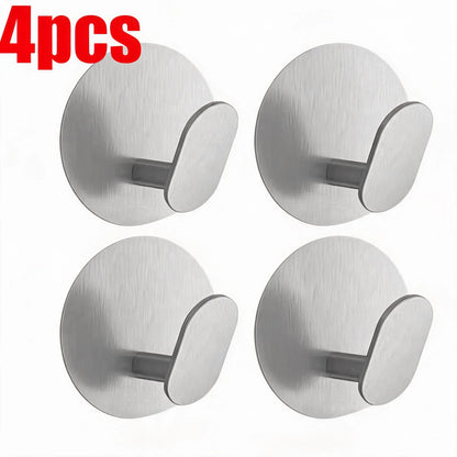 1/4pc Bathroom Stainless Steel Robe Hook Multi-Purpose Adhesive