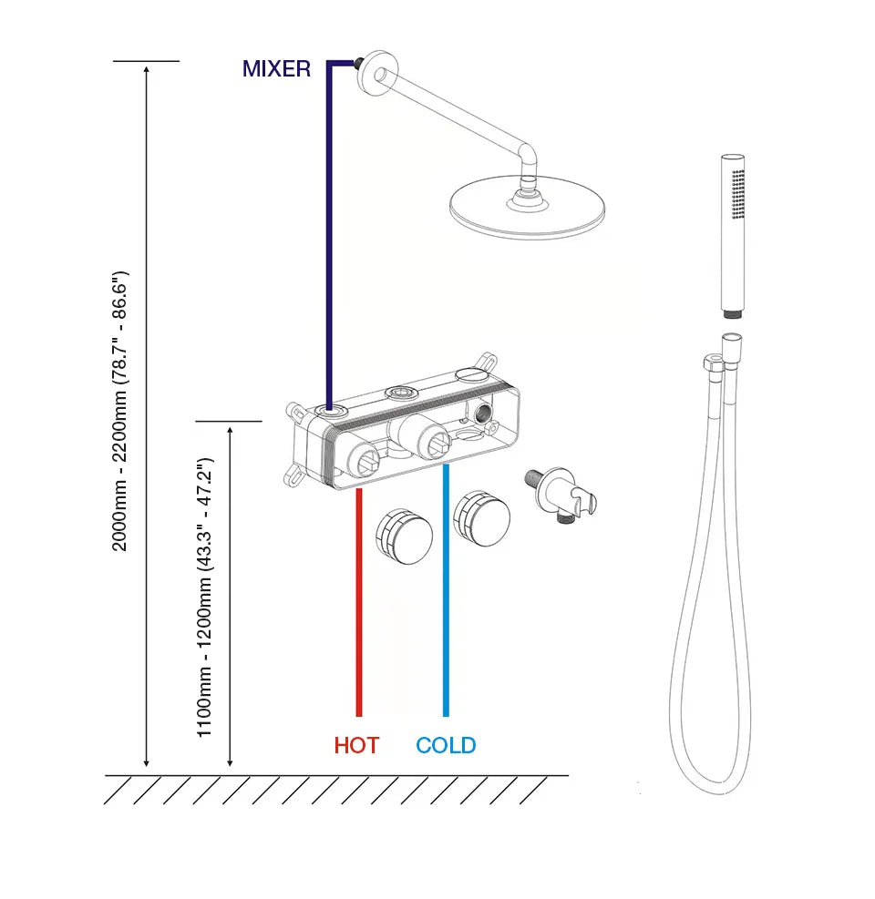 Bathroom Shower System Brushed Gold Cold Faucet Bath