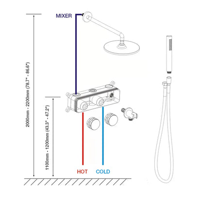 Bathroom Shower System Brushed Gold Cold Faucet Bath