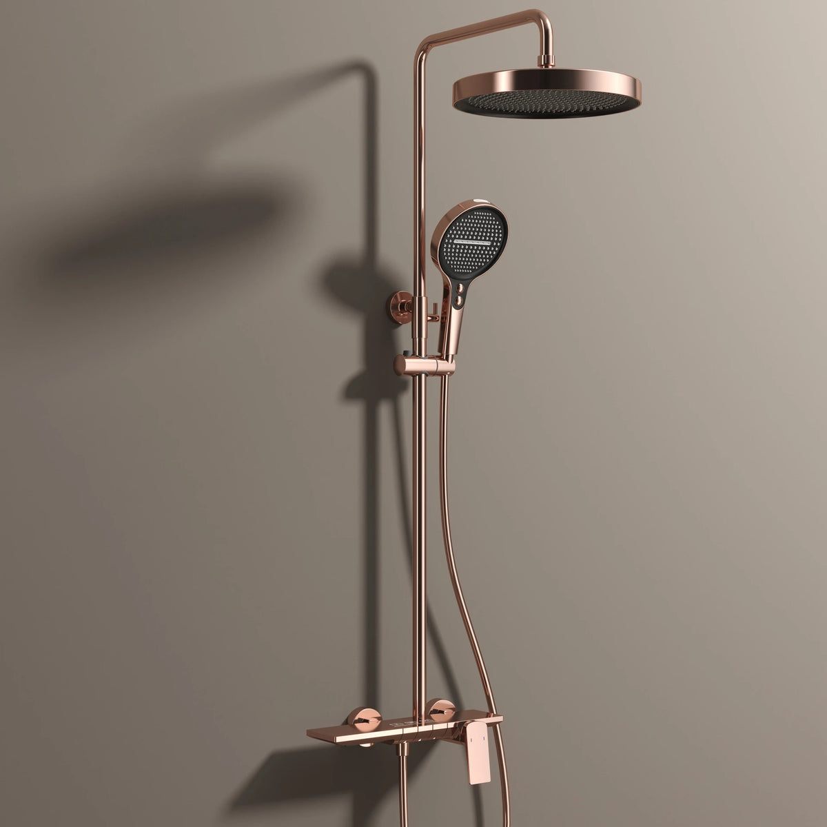 Rose Gold Piano Bathroom Shower System Solid Brass