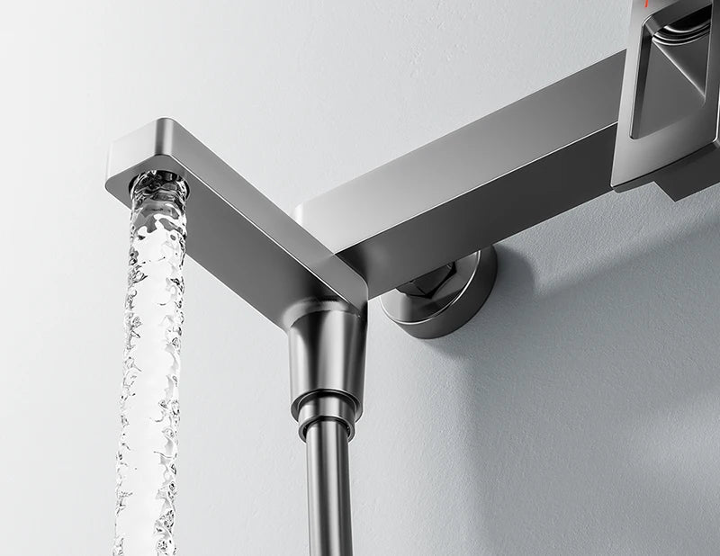Black Waterfall Bathtub Shower Faucets Wall Mount Shower