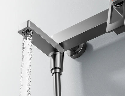 Black Waterfall Bathtub Shower Faucets Wall Mount Shower