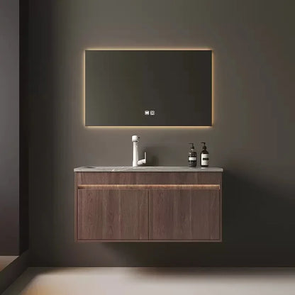 Light Luxury Bathroom Cabinets Rock Slab Integrated Washbasin