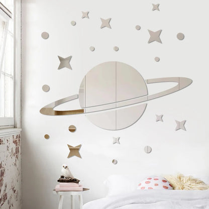Acrylic Star Moon Planet 3d Mirror Wall Sticker