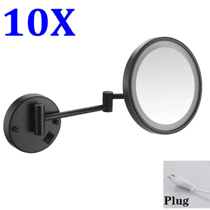 Brushed Gold Led Folding Bathroom Mirror Wall Mounted
