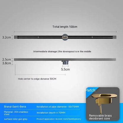 2cm Wide Floor Drain Stainless Steel Linear Narrow
