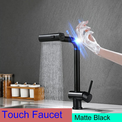 Touch On Pull Out Sink Faucet Stainless Steel