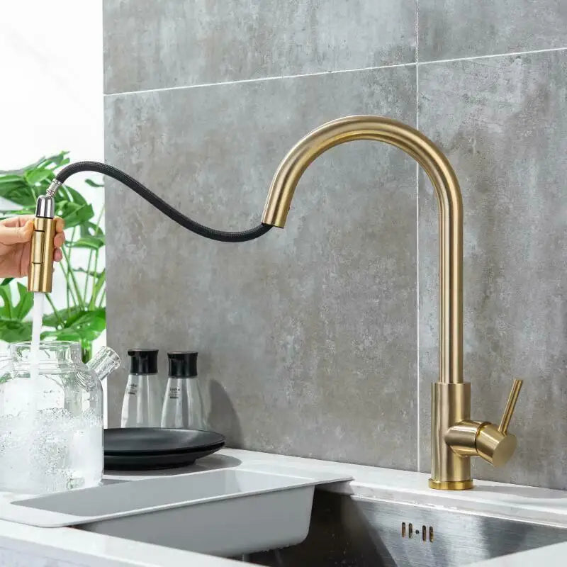 Brushed Gold Touch Faucets 304 Stainless Steel Cold