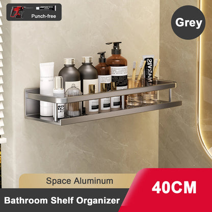 Punch-Free Bathroom Rack Bathroom Shelf Toilet Space Aluminum