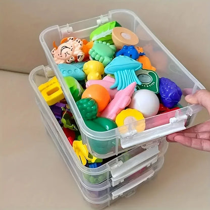 4-Layer Transparent Storage Box Stackable Sorting Box Building