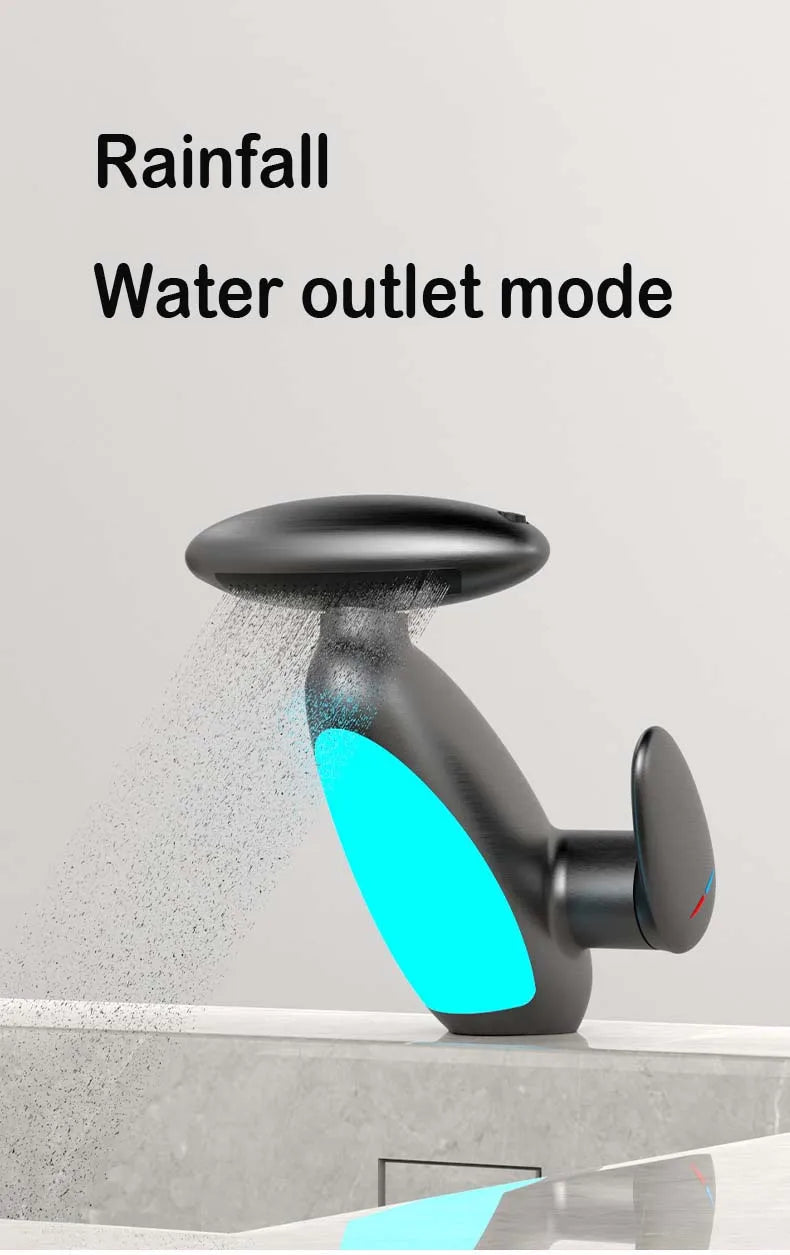 Bathroom Basin Faucet Led Light Tap Penguin Pull-Out