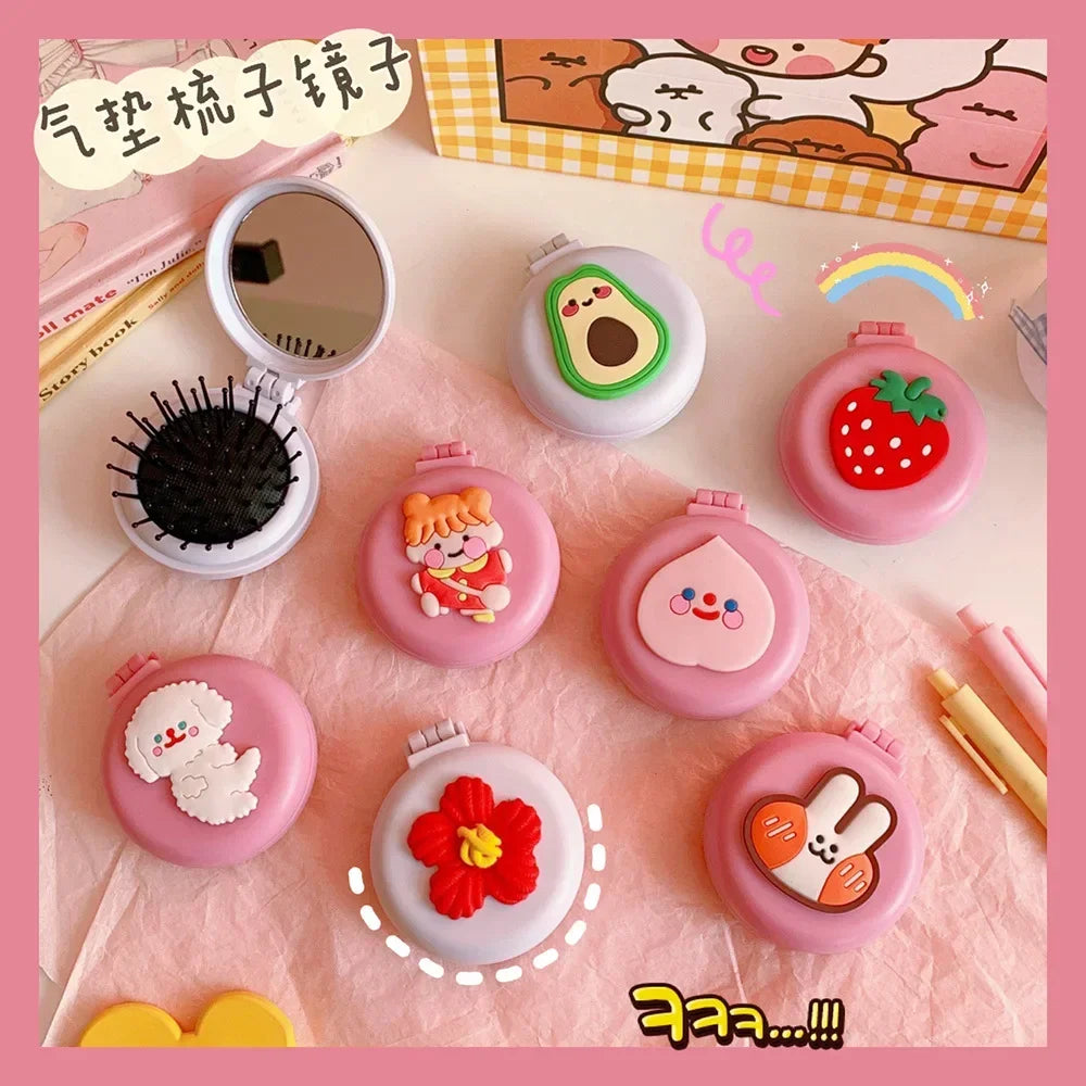 1pcs Mini Cute Folding Air Comb Mirror Compact