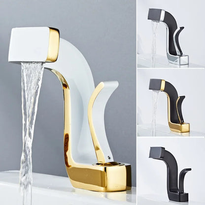 Bathroom Faucet Brass Gold White Bathroom Basin Faucet