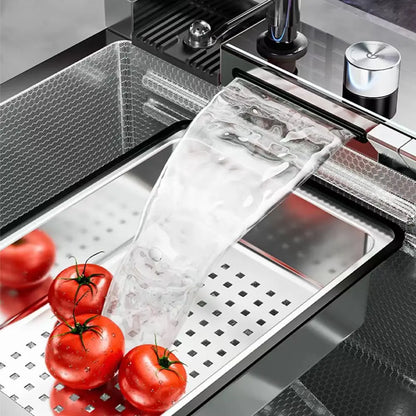 Silver Slot Stainless Steel Waterfall Sink Digital Display