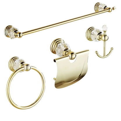 Pieces Chrome Gold Polished Bathroom Sets Brass&Crystal Towel