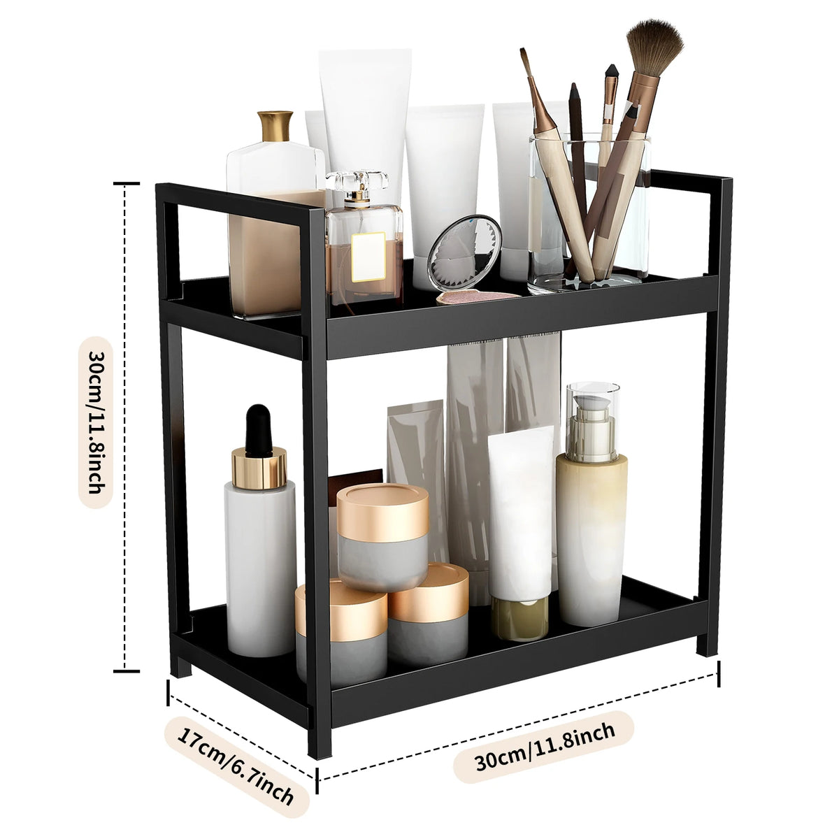 Tier Desktop Storage Rack Cosmetics Desk Office Stationery
