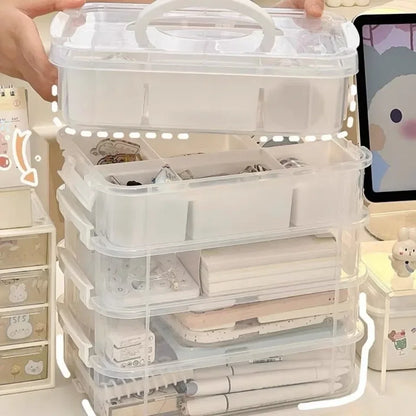 4-Layer Transparent Storage Box Stackable Sorting Box Building