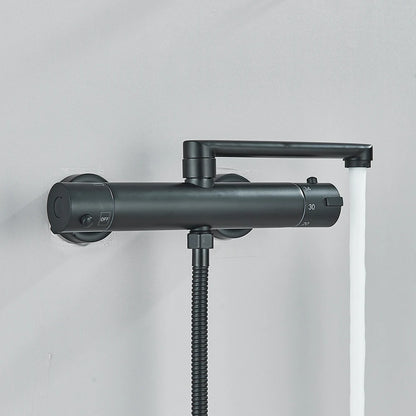 Chrome Black Bathtub Faucet Wall Mounted Thermostatic Shower