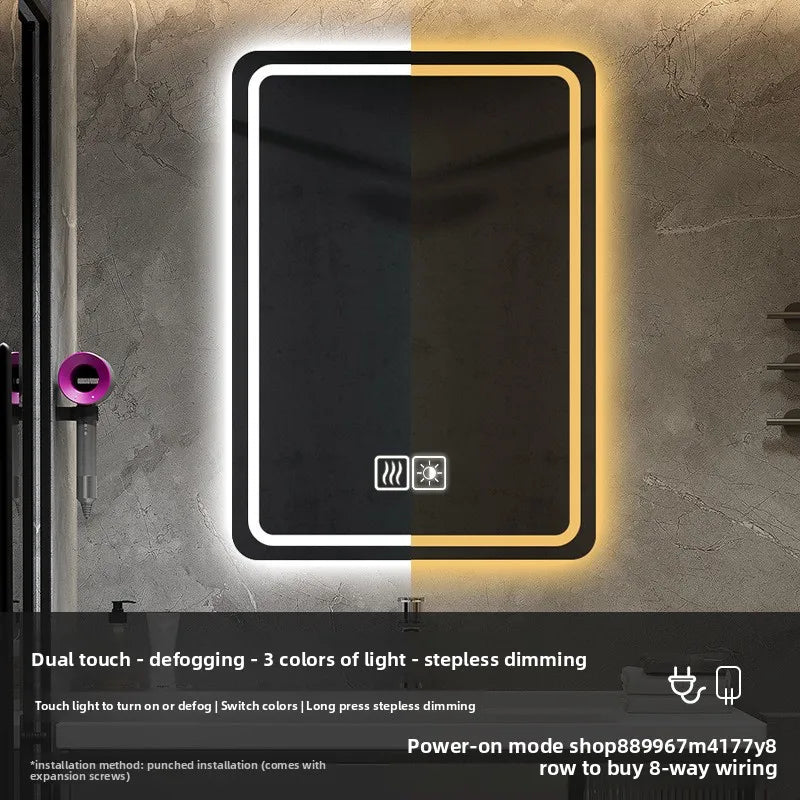 Hotel Bathroom Mirror Square Smart Led Bathroom Light